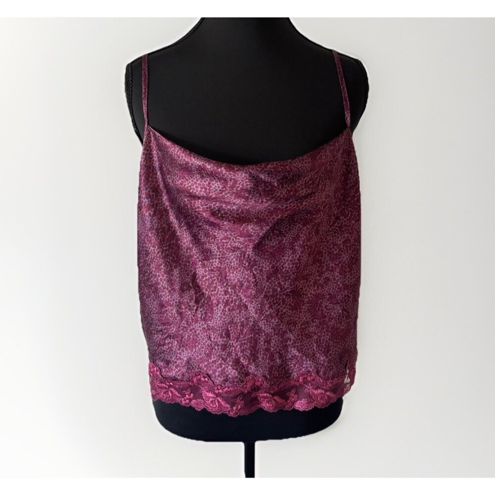Victoria's‎ Secret Purple Cami Tank Top Cowl Neck Lace Large Fairy Coquette Y2K